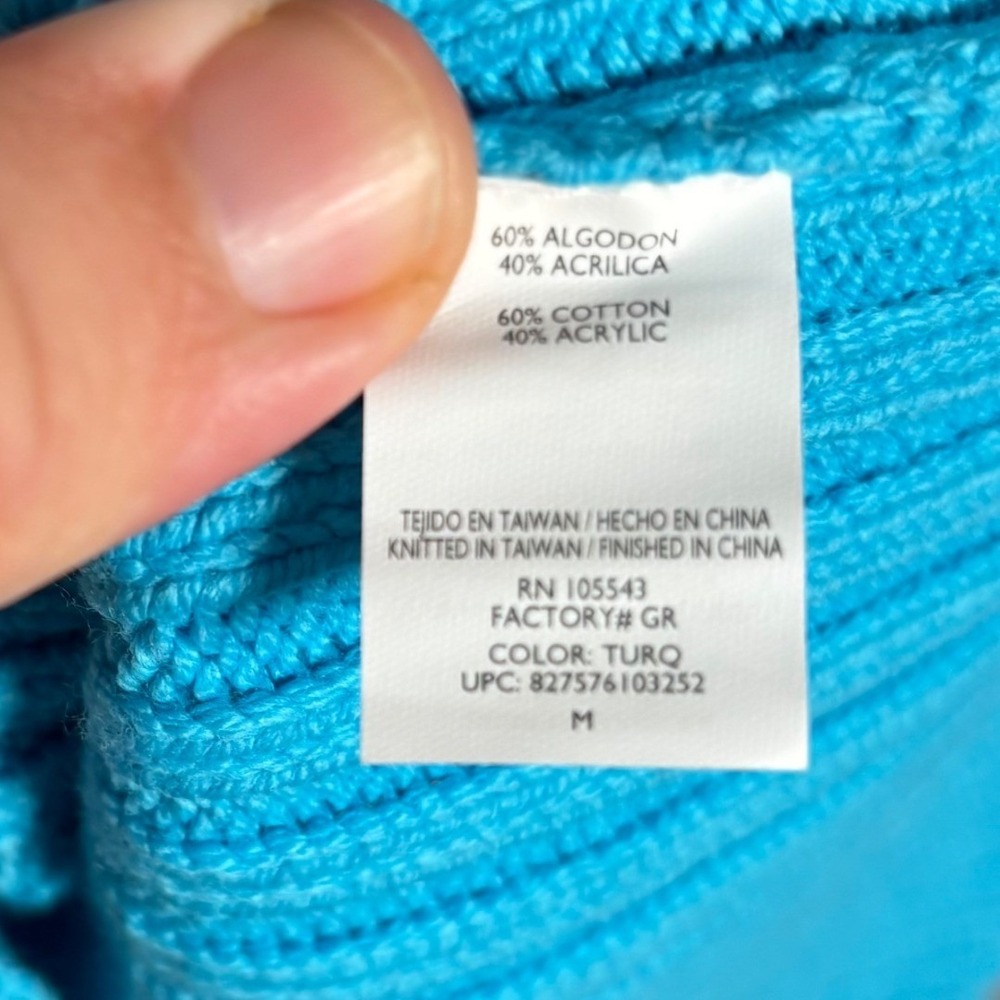 NWT Daisy Fuentes Cardigan Size M Blue Mixed Knit Button Front Sweater Top - Picture 6 of 11